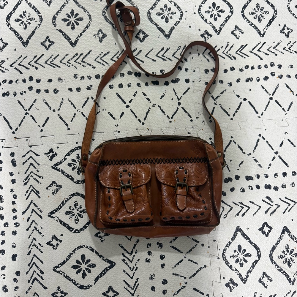 Patricia Nash Tan Leather Messenger Bag